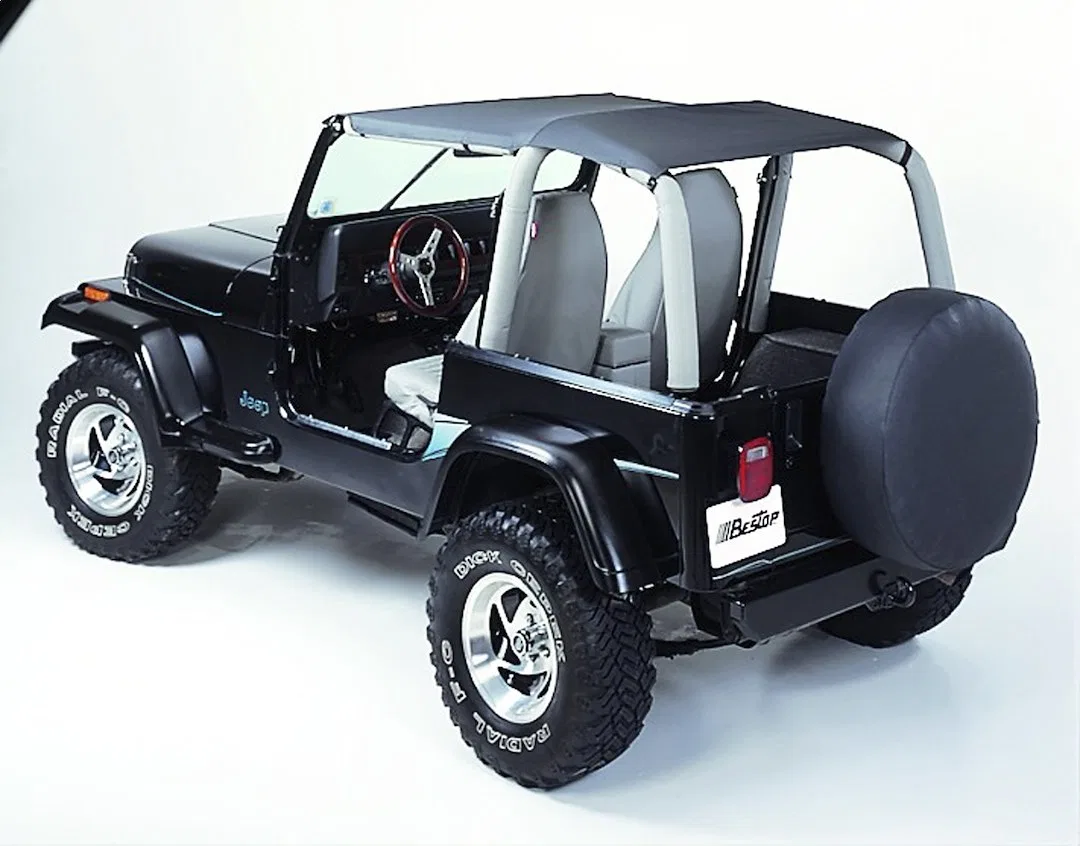 52529-15 – BESTOP Bikini Top, Mounts to Sport Bars Black Denim Requires Windshield Channels See Required Parts
